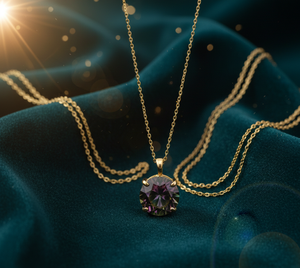 Collier rond vert hydroponique de 16 pouces, 10 mm, en argent sterling 925 plaqué or 18 carats, pendentif de 7 g, collier à porter tous les jours - Product Image 1