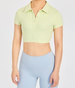 Nouveau design tendance, chemise décontractée en tricot Oxford pour femmes, manches courtes, haute qualité - Product Image 4