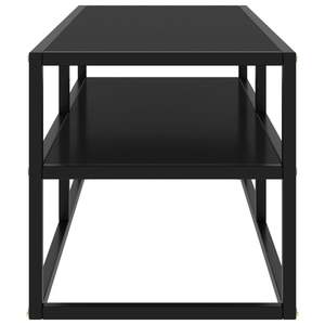 Meuble TV noir avec verre noir 39,4"x15,7"x15,7" - Product Image 3
