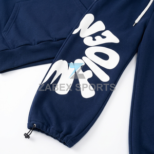 Premium Men's Two Piece Hooded Tracksuit Cotton Rich Fabric <b>Matching</b> Sweatshirt and <b>Jogger</b> <b>Set</b> Custom Logo Apparel Manufacturing - Product Image 5