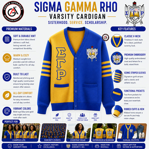 เสื้อคาร์ดิแกนผู้หญิง แขนยาว ปักลาย Sigma Gamma Rho Sorority ผ้าอะคริลิก ทรงวี คอวี ป้องกันรอยยับ สำหรับฤดูหนาว สไตล์วินเทจ - Product Image 5
