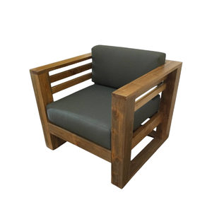 Sillón de Jardín para Exteriores, Madera Maciza, Asiento Acolchado para Patio, Muebles Modernos de Ocio para Villa u Hotel - Product Image 3