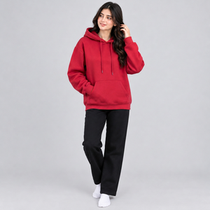 Sweat-shirt décontracté pour femme à double couche, avec capuche structurée, coupe régulière, en molleton de coton doux, manches longues - Product Image 5