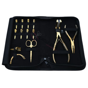 Kit d'outils pour extensions capillaires : Pince à micro-perles, Pince pour extensions adhésives, Aiguilles courbées, Ciseaux à fils, Pinces de séparation des mèches - Product Image 1