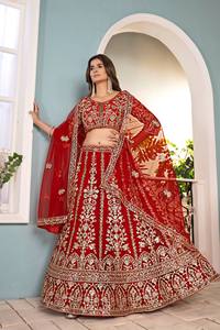 Women's Indian Traditional Ethnic Wear Fancy Butterfly Chinon Peddling Heavy Embroidery <b>Sequins</b> Work Recycled <b>Materials</b> Lehenga - Product Image 3