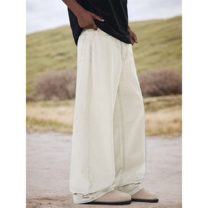 Hot Selling High Quality Casual Classic Cream <b>Jeans</b> Washed Straight Baggy <b>Jeans</b> Men Wholesale Fashion Streetwear <b>Jeans</b> for Men - Product Image 1