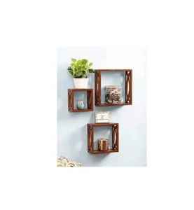 Rustic Corner Wooden Floating Shelf Set Wall Mount Elegant Radial Round Storage Ledge Plant Display Organizer Rack Pair - Product Image 1