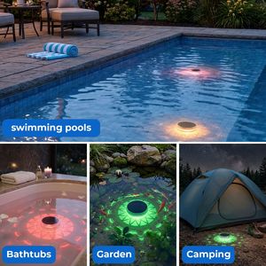 Lumière solaire flottante pour piscine avec télécommande, 12 modes d'éclairage, 3 réglages de minuterie, étanche IPX7 - Product Image 5