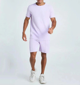 Ensemble sweat-shirt à capuche zippé et short en tricot uni pour homme, respirant, décontracté, tenue d'été, gris clair - Product Image 3