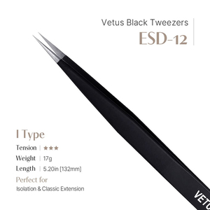 [Private Label] High Precision Black Vetus Eyelash Extension tweezer [ESD-10] Anti-static Wholesale Premium Stainless Lash Tools - Product Image 3