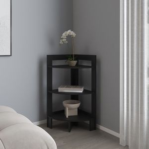 Sharon <b>Corner</b> Living Room Bookcase in Black Elegant Bookshelf Design - Product Image 1