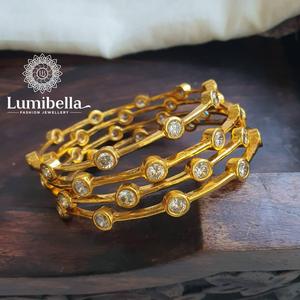 10K <b>Solid</b> <b>Gold</b> American Diamond <b>Bangles</b> for Wedding and Engagement - Product Image 1