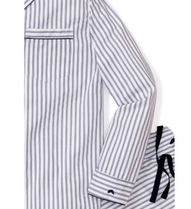 Pyjama d'été rayé pour homme, lavable en machine, respirant, confortable, anti-plis, avec poches, manches longues, 100% coton - Product Image 3