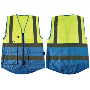 Custom High Visibility Reflective Safety Vest Men Polyester Material Mesh Featuring Logo Pockets Construction Security Workwear - Product Image 1