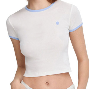 Modern Women Crop Top Breathable Short Sleeve Everyday Casual <b>Shirt</b> Soft Fabric For Summer Fashion Looks - Product Image 2