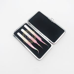 LUXURY LASH TOOLS Ombre Blanc Rose Revêtement en poudre Acier inoxydable de qualité supérieure Pincettes à cils à pointe arc-en-ciel durables - Product Image 5