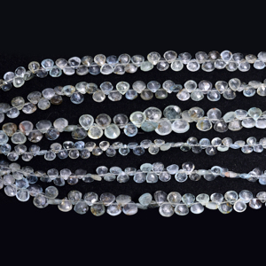 Perles de pierres précieuses en aquamarine naturelle facettées en forme de cœur, brin de 8 pouces, pour la création de bijoux, bracelets et colliers - Product Image 1