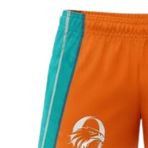 Shorts de netball unisexe orange turquoise sublimés en polyester, uniforme sportif léger, vêtements de sport avec panneaux latéraux pour l'entraînement - Product Image 3