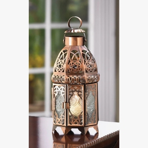 <b>Vintage</b> Copper Metal Candle <b>Lantern</b> Moroccan Style Cutout Pattern Pillar Holder Decorative Tabletop <b>Lantern</b> for Home Decor - Product Image 2