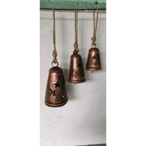 Campanas de Metal con Acabado de Latón Antiguo Estilo Shabby Chic, Campanas de Viento Colgantes Armoniosas con Diseño de Estrella Navideña - Product Image 1