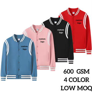 Veste universitaire en polaire 100 % polyester de haute qualité pour homme, 600 g/m², col montant, boutonnée, décontractée, style baseball, unie, automne-hiver - Product Image 4