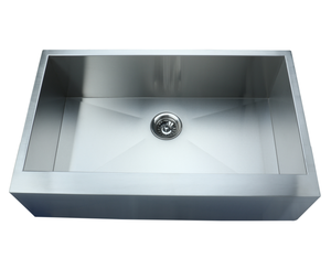 Fregadero de cocina de acero inoxidable de 33 pulgadas con frente de delantal, hecho a mano, de un solo tazón, estilo rústico AS-Z3020F, fabricado en Malasia - Product Image 1