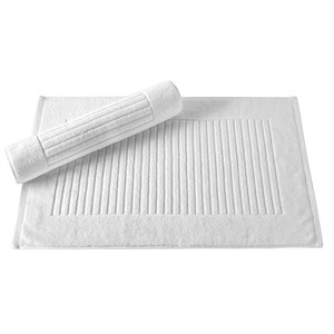 White Cotton Bath <b>Mat</b> Rectangle Non-Slip Rubber Backing Classic Woven Home Use - Product Image 4