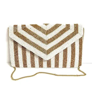 Bolso de Hombro Rectangular de Tela de Algodón Ecológica Hecho a Mano en India, con Bordado de Cuentas, Estilo Bohemio para Mujer, Moda para Fiestas - Product Image 1