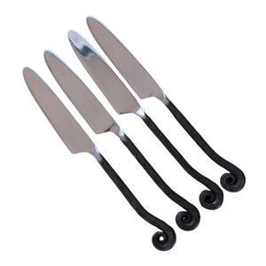 Ensemble de couteaux à beurre en acier inoxydable de style forgé à la main, avec manche torsadé rustique, pour restaurant et vaisselle de mariage - Product Image 1