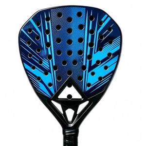 Raquette de padel personnalisée OEM en fibre de carbone et fibre de verre, design léger en forme de goutte d'eau, couleur bleue, noyau en mousse EVA, fabrication sous marque privée - Product Image 4