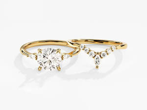 ชุดแหวนแต่งงานเพชรทรงกลมเจียระไนแบบบริลเลียนท์ รับรองโดย IGI ขายส่ง ระดับความสะอาด D-E-F VVS-VS ทองคำ ทองคำขาว ทองชมพู เงิน - Product Image 4