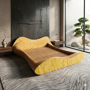 Cama Redonda Moderna de Madera Maciza, Tamaño King, Diseño Minimalista, Cómoda, Estilo Madera de Abedul - Product Image 2
