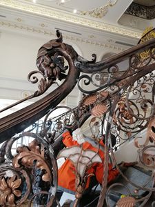 Victorian Cast Iron Stair <b>Railings</b> Ornate Metal Balusters Rust Resistant <b>Wall</b> Mounted Indoor Staircase Handrails - Product Image 5