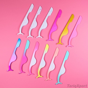 Pinzas Profesionales de Punta Ancha para Pestañas, Aplicador de Precisión de Acero Inoxidable, Pinzas para Cejas, Extensiones de Pestañas con Puntas de Fibra para Salón - Product Image 5