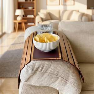 โรงงานผลิตถาดวางแขนโซฟาไม้คุณภาพส่งออก |   โต๊ะวางแขนโซฟาไม้ไผ่ |   ผู้ผลิตขายส่งแบบ OEM - Product Image 6