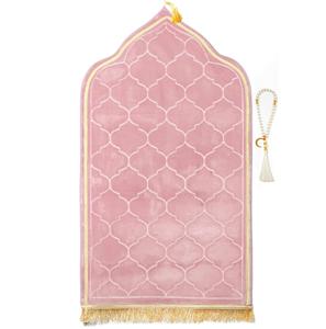 Alfombra de Oración Turca Jaenamaz Curva de Nuevo Diseño, Alfombra de Oración Musulmana Islámica para Hajj, Umrah, Ramadán, Portátil e Impermeable - Product Image 1