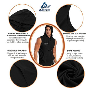 2026 Men <b>Workout</b> Hooded Tank Tops Sleeveless Gym Training Bodybuilding Muscle Cut Off Black Color Sleeveless <b>Hoodies</b> - Product Image 5