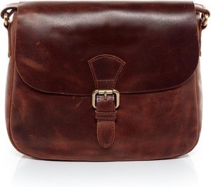 Sac bandoulière classique en cuir véritable très demandé avec fermeture à boucle, unisexe, usage quotidien, design à rabat marron, quincaillerie métallique durable - Product Image 3