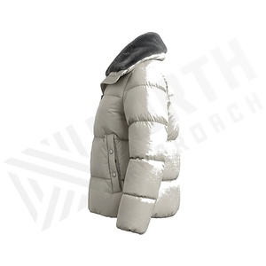 Hooded Quilted Waterproof <b>Bubble</b> Jacket Black Full Sleeve Winter Windproof Cotton Shell Knitted Fabric Polyester Filling Stand - Product Image 3