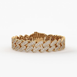 Pulsera Cubana de Oro 14K con Diamantes CVD Cultivados en Laboratorio F VVS VS, Estilo Iced Pav Link, Regalo de Boda Hip Hop, Pulsera de Declaración - Product Image 5