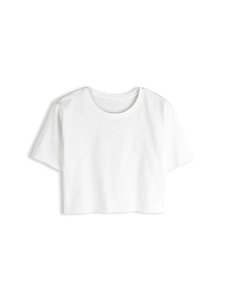 Women's Raw Edge Boxy Crop Top 100% Cotton Blank <b>Y2K</b> Streetwear Top Wholesale OEM Custom Logo Boutique Fashion White T-<b>shirt</b> - Product Image 4