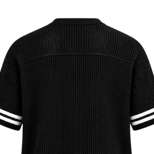 Black Custom Knitted <b>V</b> <b>Neck</b> Jersey Short Sleeve Striped Athletic <b>Shirt</b> Breathable <b>Oversized</b> Casual Sports Team Uniform Top - Product Image 4