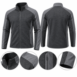 Veste de sport hybride tricotée et tissée pour homme, entièrement zippée, col montant, respirante, haute performance, pour l'automne - Product Image 6