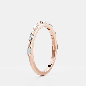 0.56CT Baguette Moissanite Diamond <b>Ring</b> 925 Silver 14k Gold Half Eternity Band Floating Straight Baguette Wedding <b>Stacking</b> <b>Ring</b> - Product Image 3