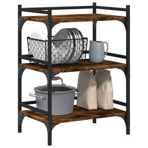 Engineered <b>Wood</b> <b>Kitchen</b> <b>Trolley</b> in Smoked Oak 19.7\"x13.8\"x29.7\" Practical 19.7\"x13.8\"x29.7\" Storage Solution - Product Image 5