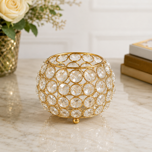 Modern Gold Crystal Tealight Holders Premium Candle Stand for Home, Hotel & Event Decoration Gold Metal Candle <b>Cups</b> - Product Image 2