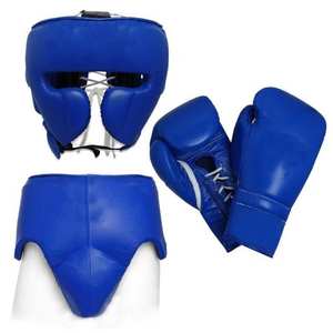 Fournisseur professionnel d'ensembles de boxe en cuir véritable pour l'entraînement au Muay Thai et au Sanda, utilisation estivale, protection et durabilité, couleur bleue - Product Image 3