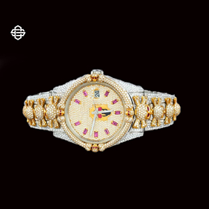 Montre de luxe pour homme, design crâne, en acier inoxydable, avec verre en quartz et moissanite, bracelet personnalisé serti de diamants, 41 mm - Product Image 1