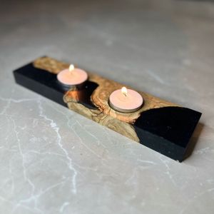 Portavelas de madera para velas de té, centros de mesa de madera con raíz y resina epoxi, Craftera Exports - Product Image 2
