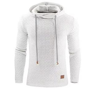 Pull à capuche tricoté pour homme, motif gaufré, coupe classique, décontracté pour l'hiver, 100 % coton, anti-boulochage, impression numérique, respirant - Product Image 6